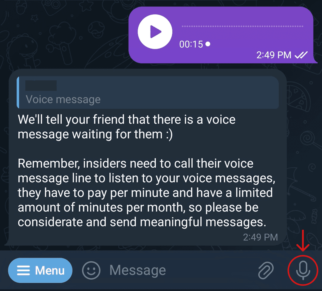 Voice message example